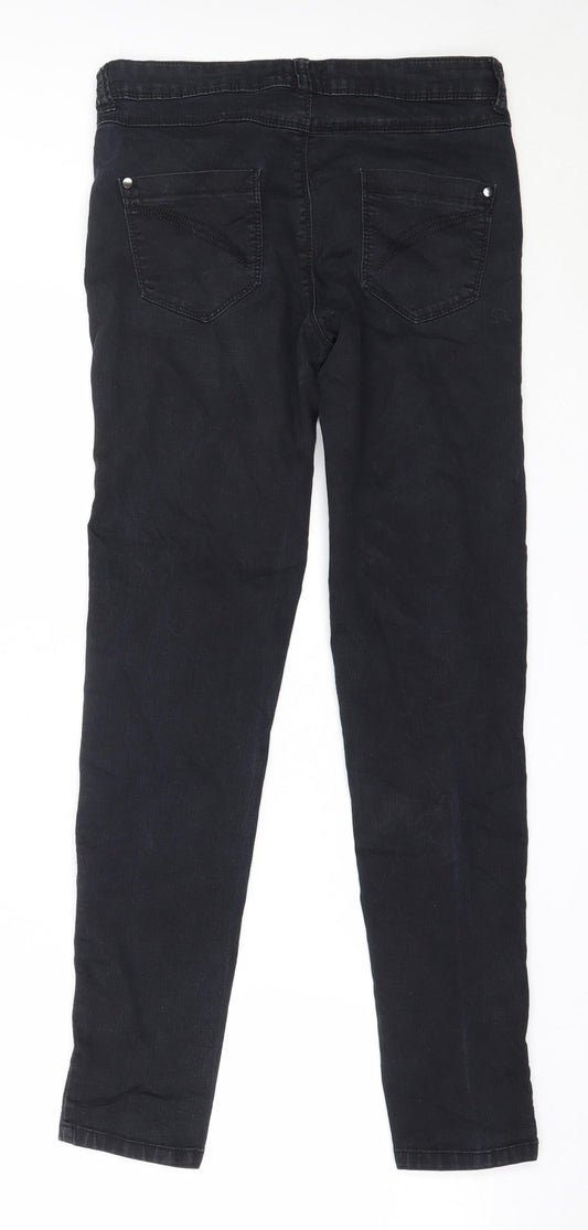F&F Womens Black  Cotton Skinny Jeans Size 10 L30 in Regular
