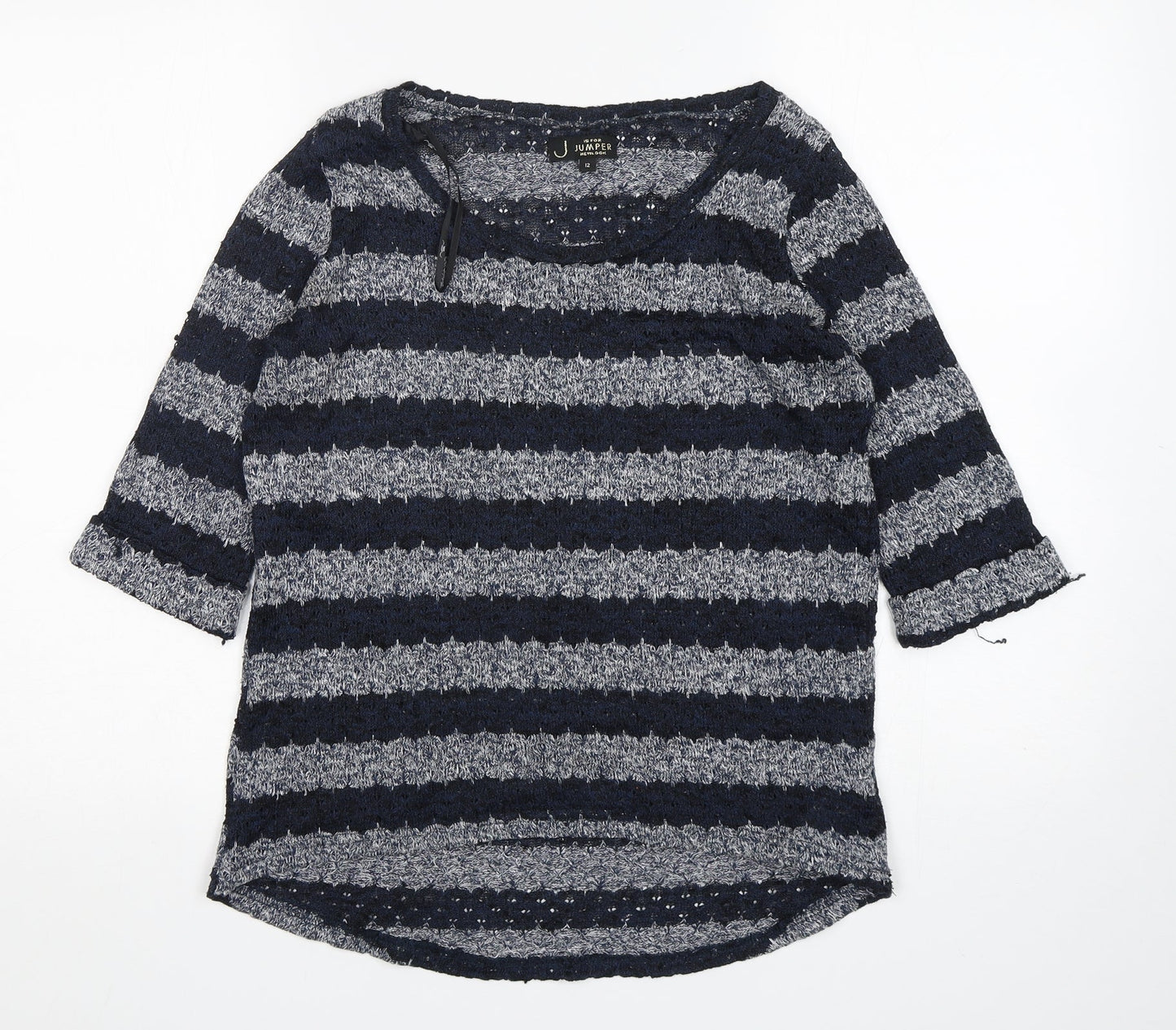 New Look Womens Multicoloured Round Neck Striped Polyester Pullover Jumper Size 12