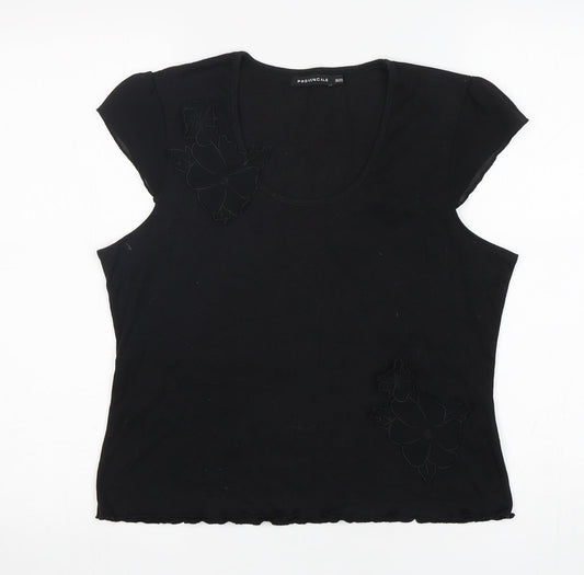 Provencale Womens Black  Cotton Basic T-Shirt Size 18 Round Neck