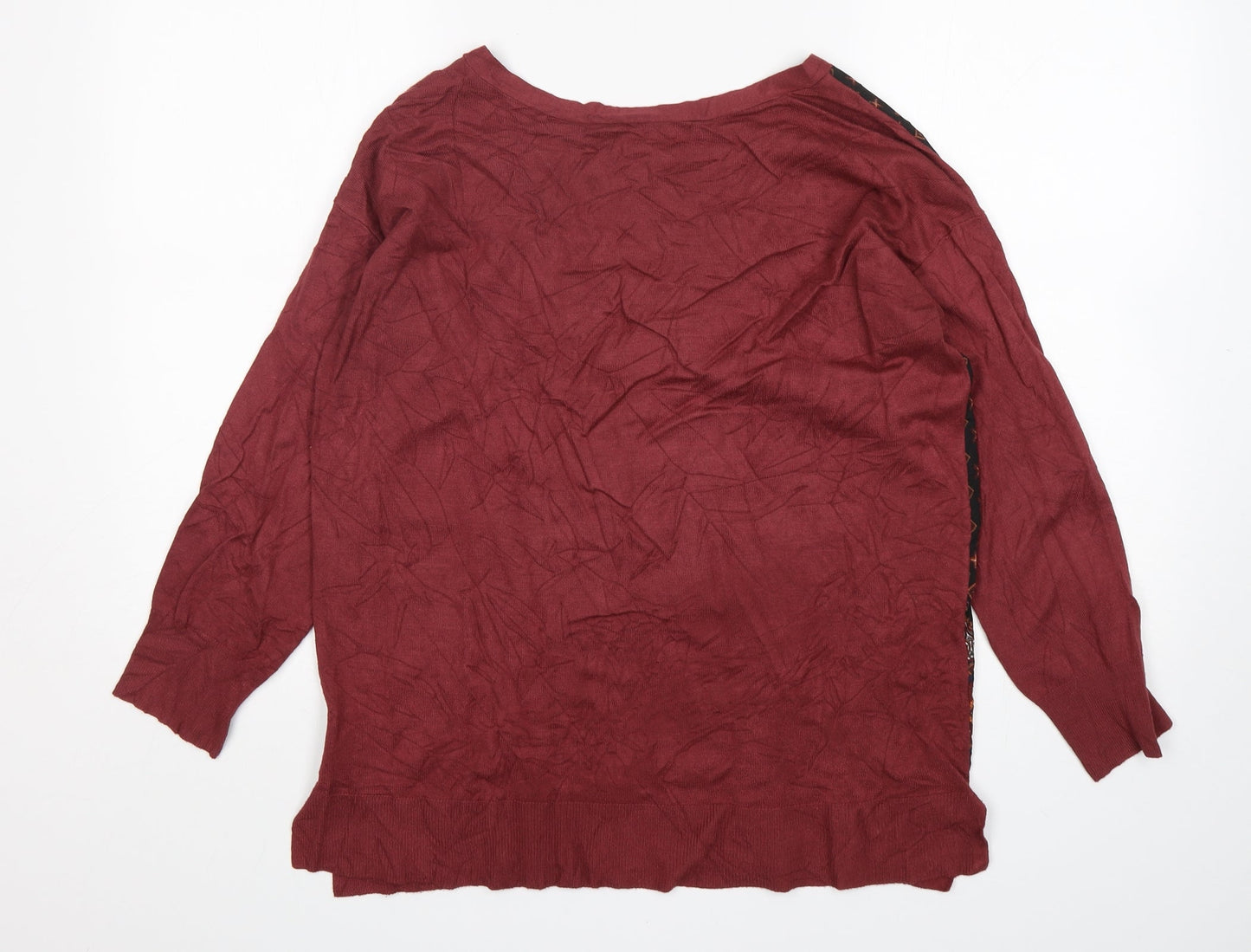 Oasis Womens Multicoloured V-Neck Fair Isle Viscose Pullover Jumper Size S