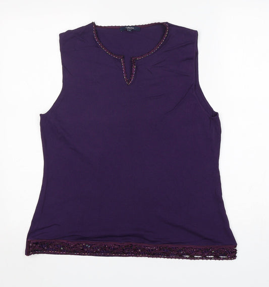 Debenhams Womens Purple V-Neck  Viscose Vest Jumper Size 18