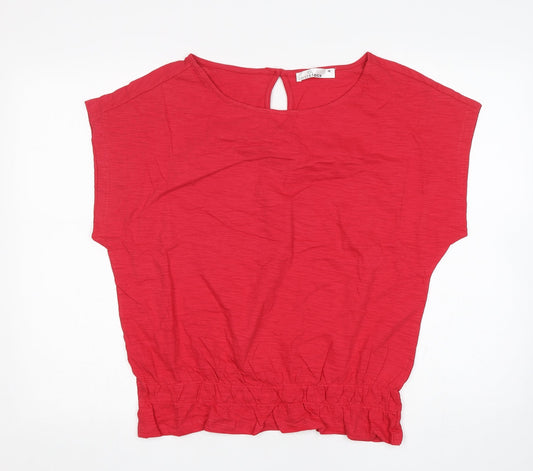 Loststock Womens Pink  Cotton Basic Blouse Size M Round Neck