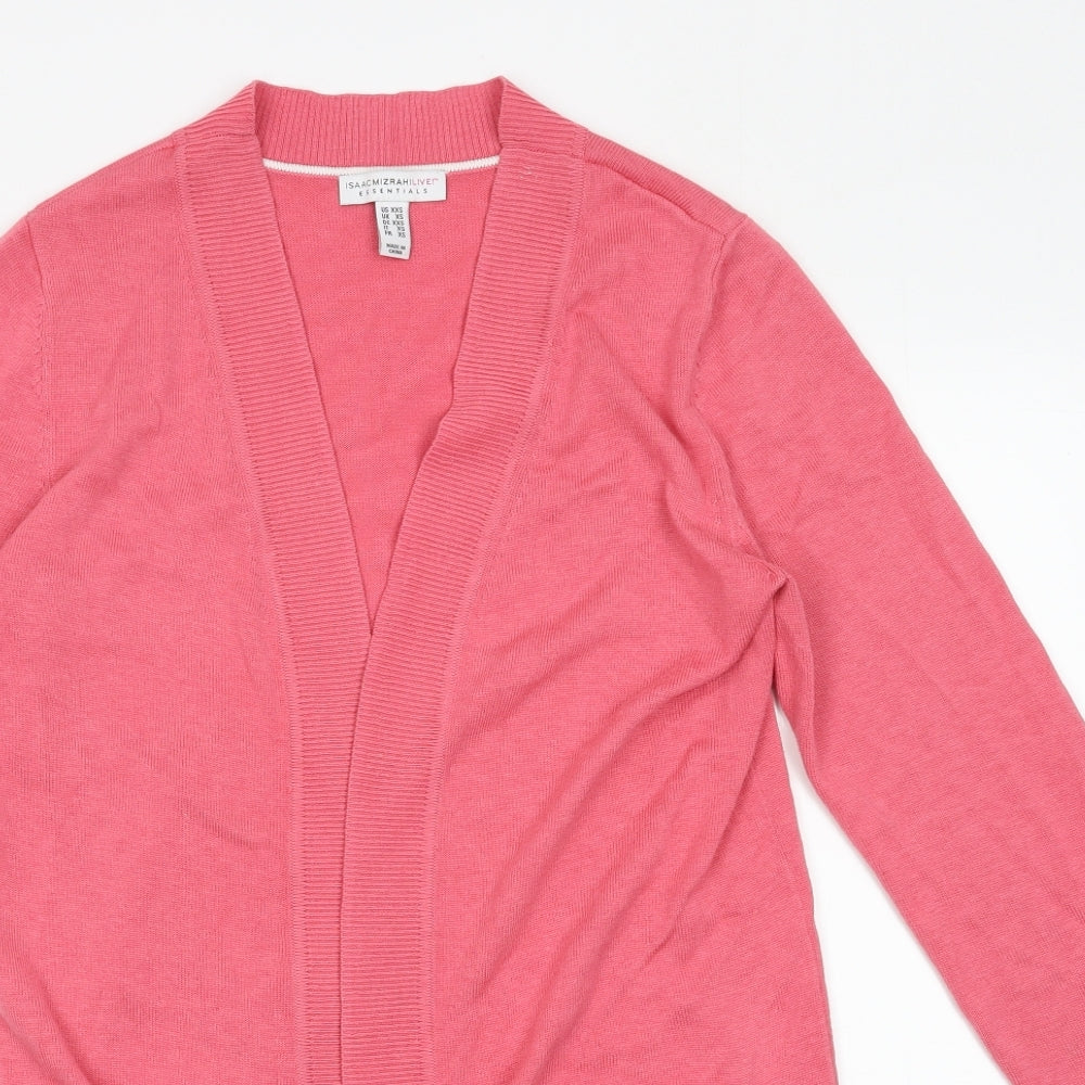 Isaac Mizrahi Womens Pink V-Neck  Cotton Cardigan Jumper Size XS