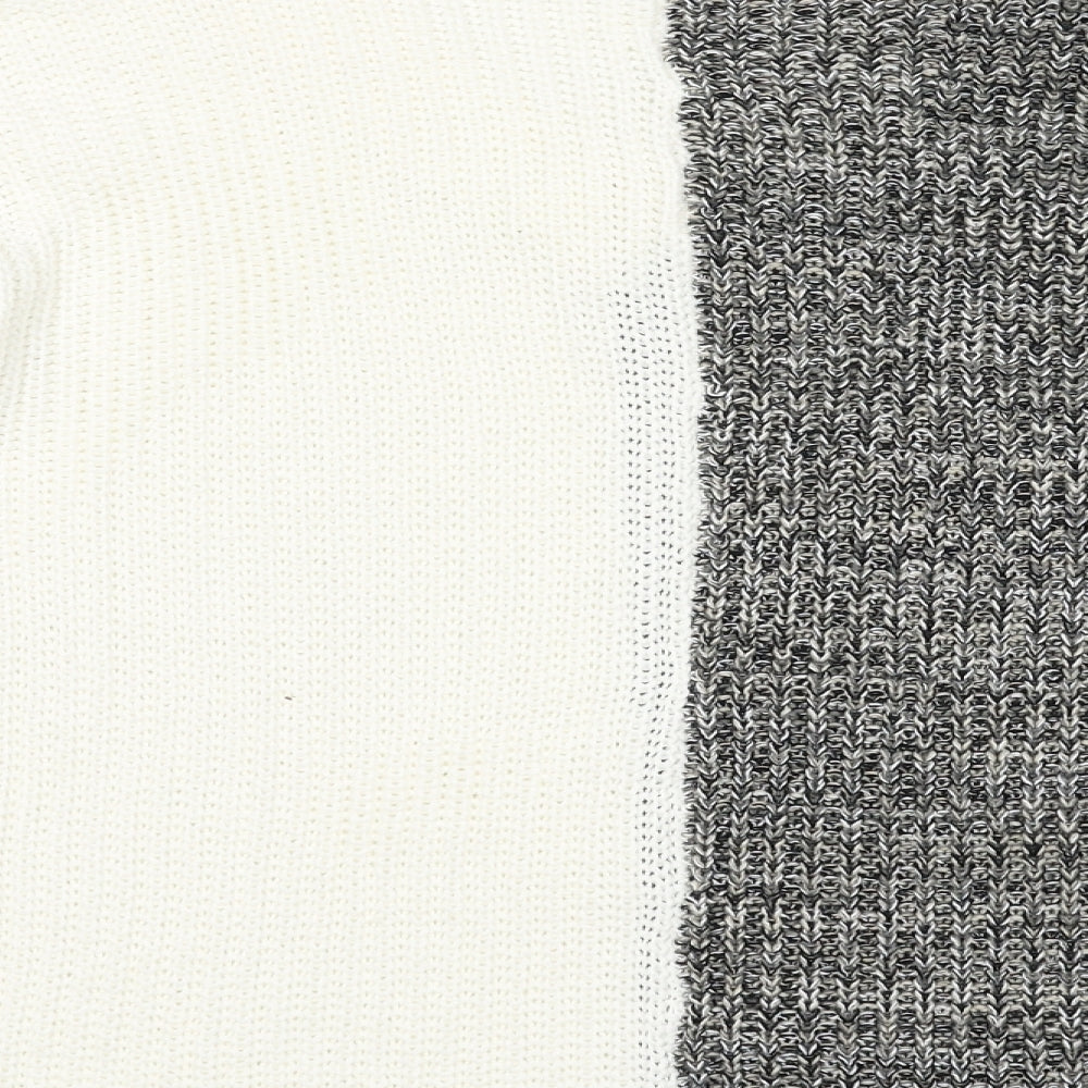 QED London Womens White Striped Acrylic Pullover Sweatshirt Size M  Pullover