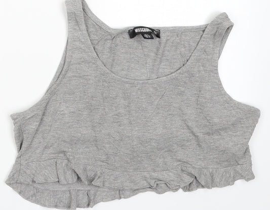 Missguided Womens Grey  Viscose Cropped Tank Size 6 Scoop Neck