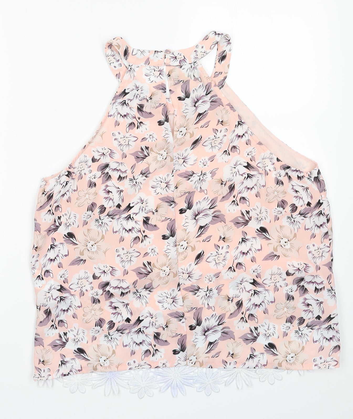 PARISIAN SIGNATURE Womens Pink Floral Polyester Basic Blouse Size 16 Crew Neck