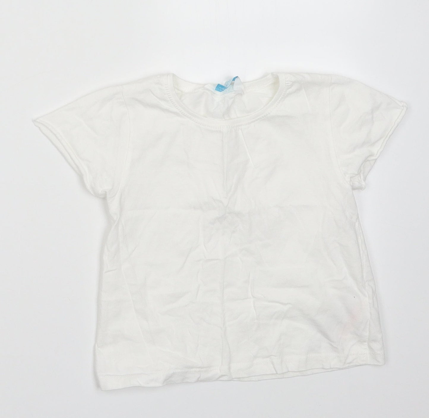 Primark Girls White  Cotton Basic T-Shirt Size 8-9 Years Crew Neck Pullover
