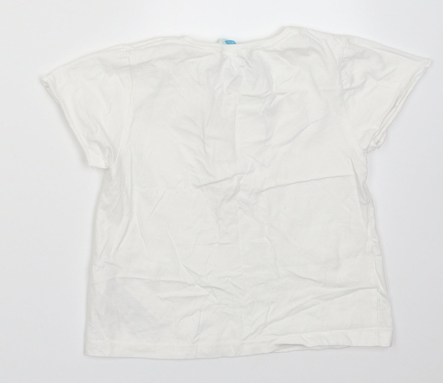 Primark Girls White  Cotton Basic T-Shirt Size 8-9 Years Crew Neck Pullover