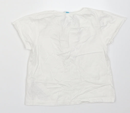 Primark Girls White  Cotton Basic T-Shirt Size 8-9 Years Crew Neck Pullover