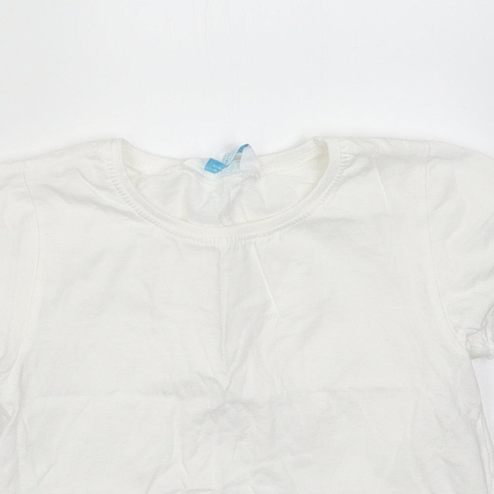 Primark Girls White  Cotton Basic T-Shirt Size 8-9 Years Crew Neck Pullover
