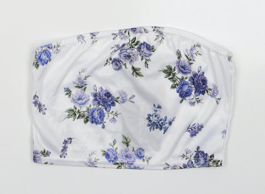 PRETTYLITTLETHING Womens Purple Floral Polyester Tunic Tank Size 8 Off the Shoulder