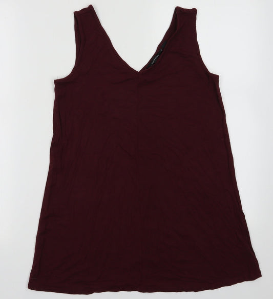 Halston Womens Red  Modal Basic Tank Size XS V-Neck