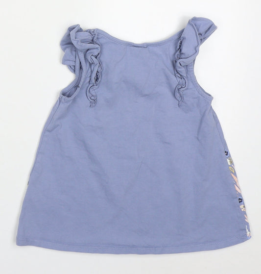 Savannah Girls Pink  Cotton Basic Tank Size 2-3 Years Round Neck Pullover - Rabbits and Flowers