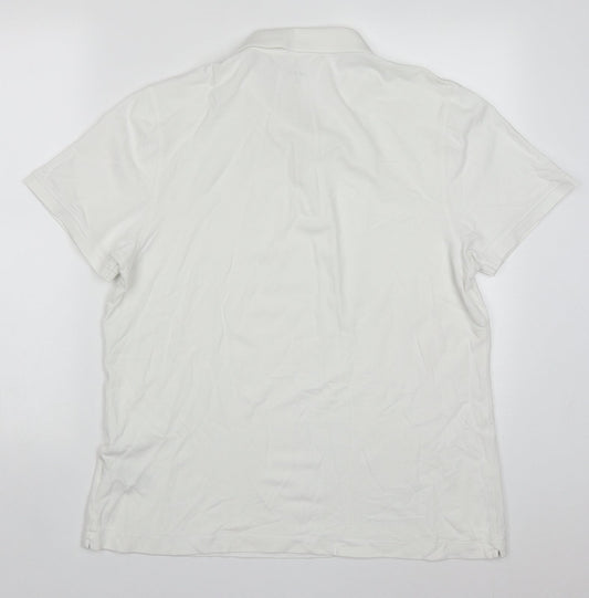Un Bias Mens White  Cotton  Polo Size L Collared Pullover