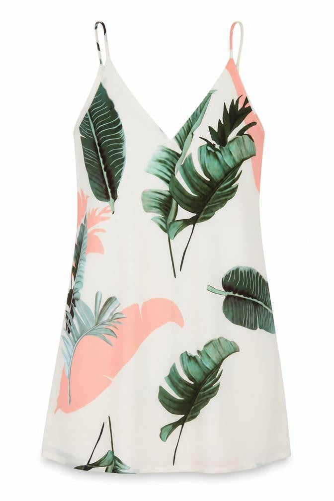 SheIn Womens White Floral Polyester A-Line  Size L  V-Neck