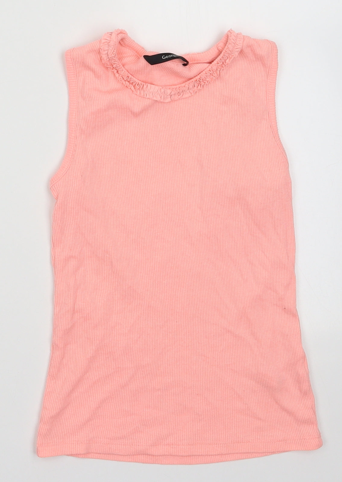 George Girls Pink  Cotton Basic Tank Size 8-9 Years Crew Neck Pullover