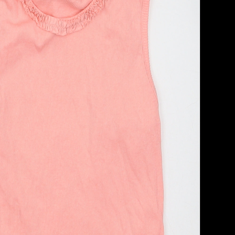George Girls Pink  Cotton Basic Tank Size 8-9 Years Crew Neck Pullover