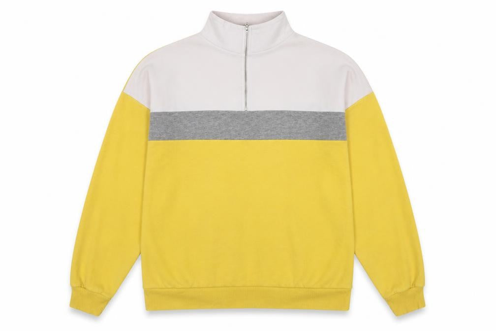 New Look Womens Yellow Striped Cotton Pullover Sweatshirt Size 12  Zip