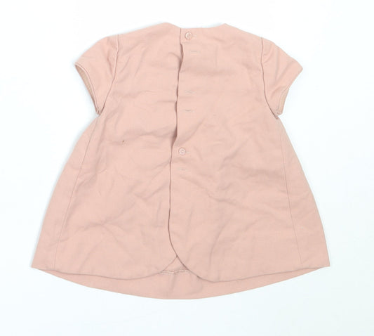 Zara Girls Pink  Cotton Shift  Size 3-6 Months  Round Neck