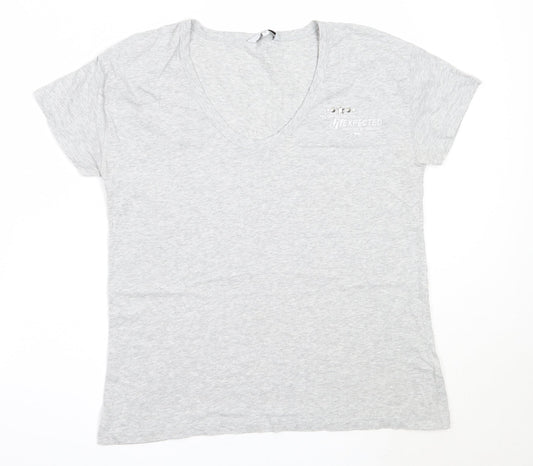 NEXT Womens Grey  Cotton Basic T-Shirt Size 14 Round Neck