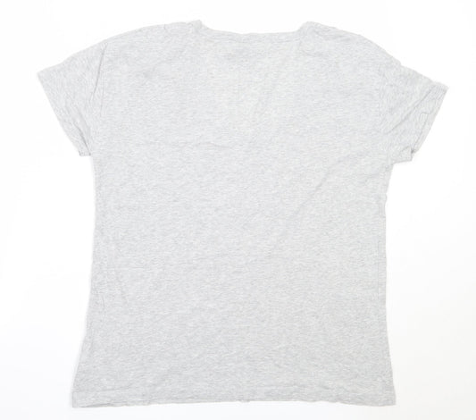 NEXT Womens Grey  Cotton Basic T-Shirt Size 14 Round Neck