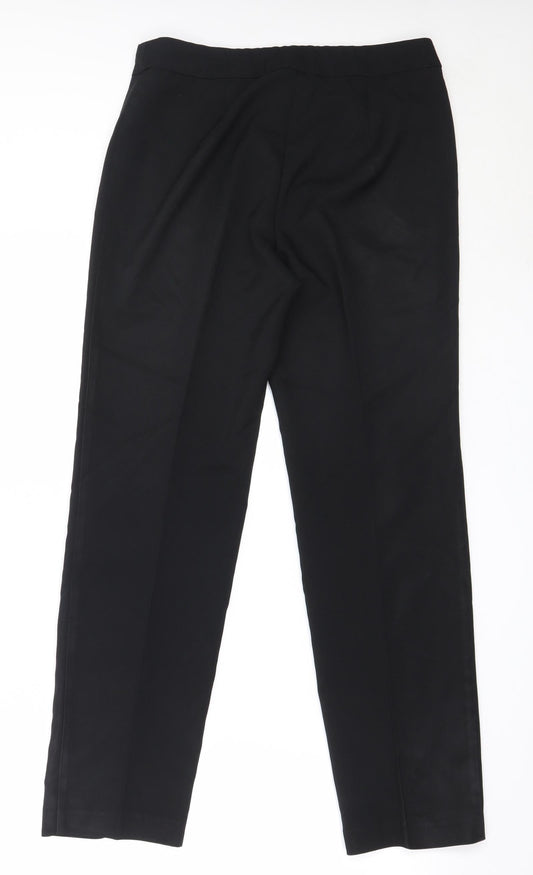 Papaya Womens Black  Polyester Trousers  Size 10 L28.5 in Regular