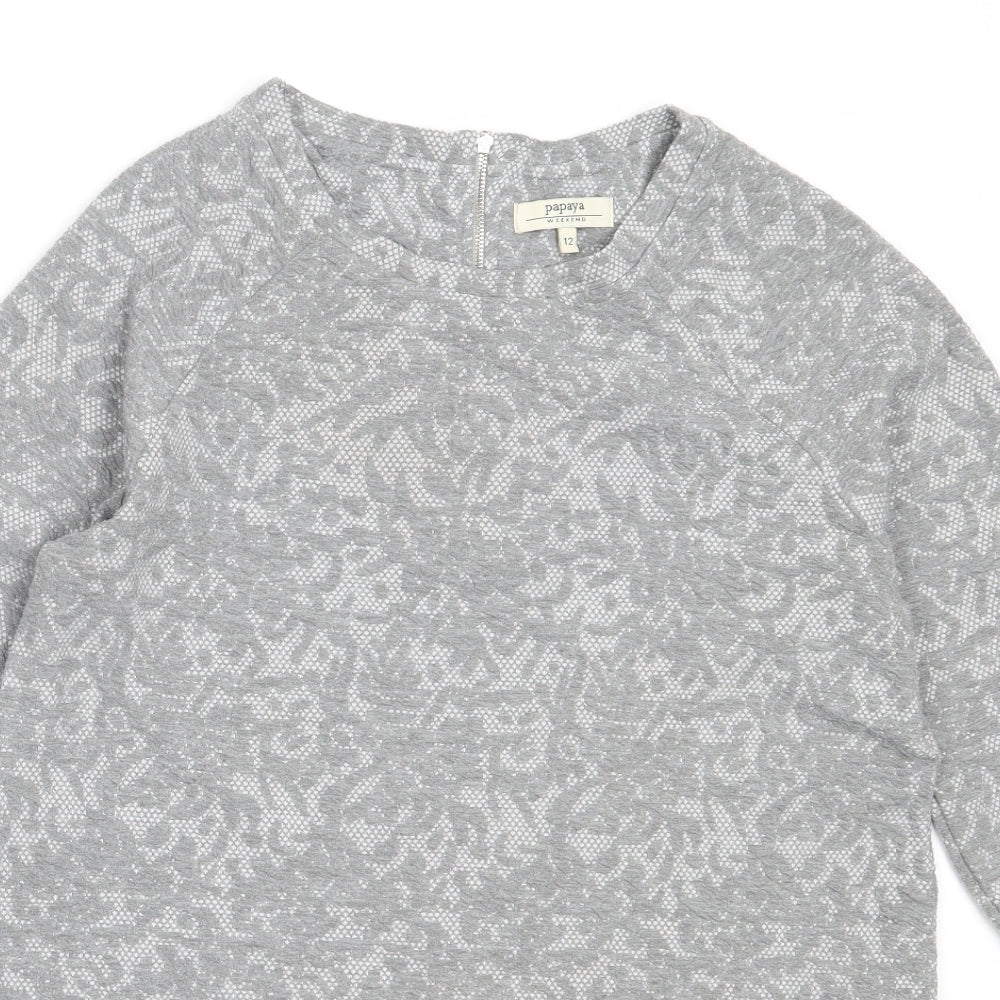 Papaya Womens Grey Round Neck  Polyester Pullover Jumper Size 12
