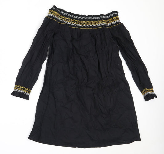 River Island Womens Black  Cotton Shift  Size 6  Off the Shoulder