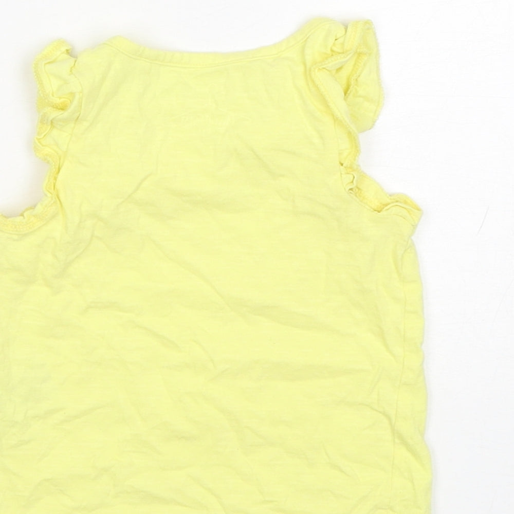 NEXT Girls Yellow  Cotton Basic Tank Size 9-12 Months Round Neck