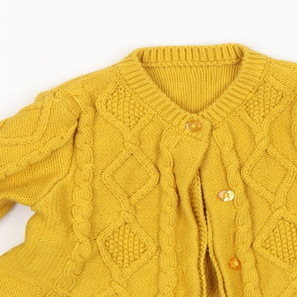 Nutmeg Girls Yellow  Cotton Cardigan Jumper Size 9-12 Months