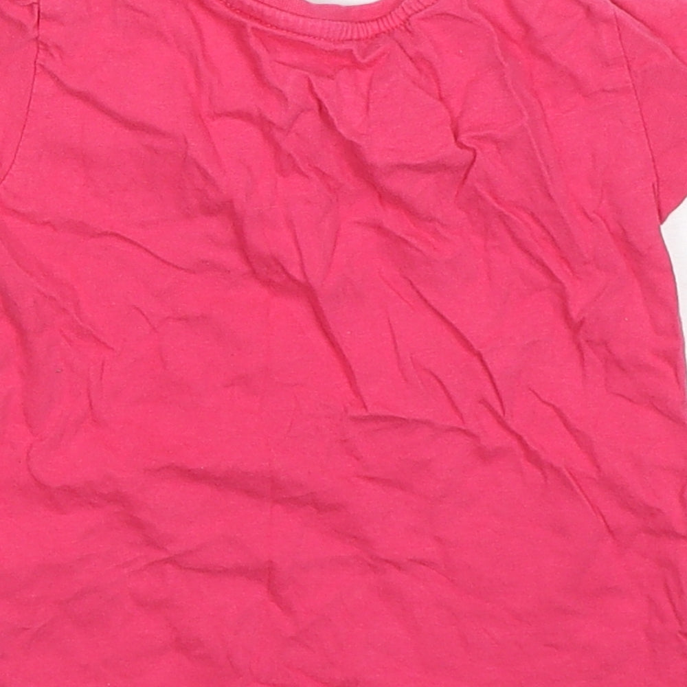 Primark Girls Pink  Cotton Basic T-Shirt Size 2-3 Years Round Neck