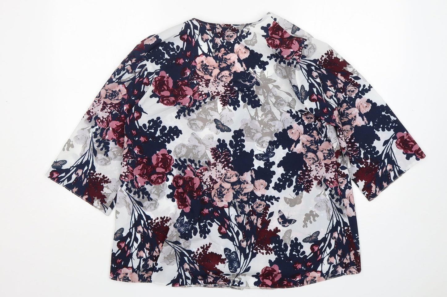 New Look Womens Multicoloured Floral Polyester Wrap Blouse Size 10 V-Neck