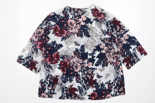 New Look Womens Multicoloured Floral Polyester Wrap Blouse Size 10 V-Neck