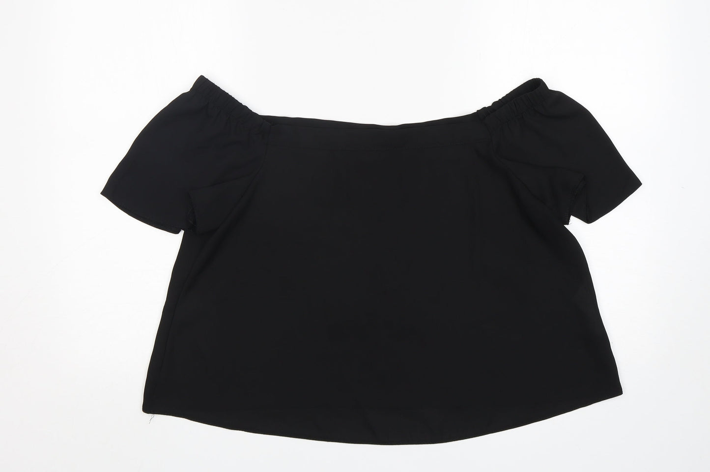 New Look Womens Black  Polyester Basic Blouse Size 12 Boat Neck
