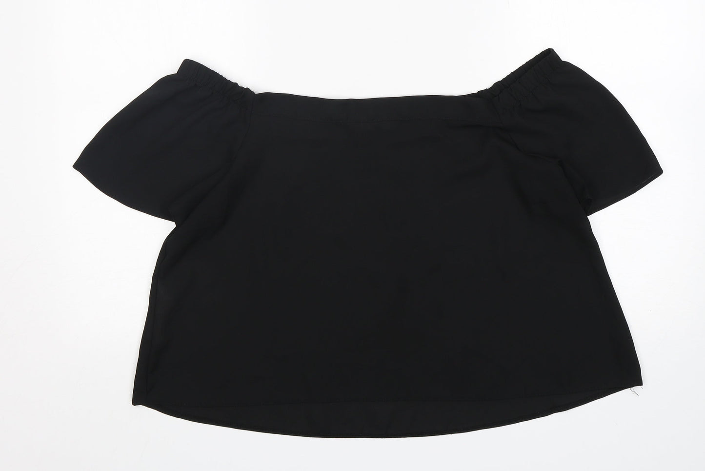 New Look Womens Black  Polyester Basic Blouse Size 12 Boat Neck