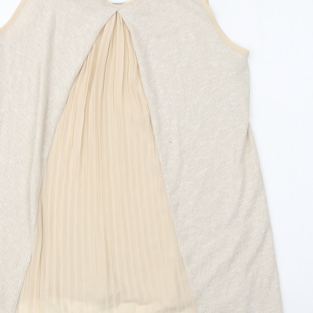 Green Envelope Womens Beige  Polyester Basic Tank Size L Round Neck