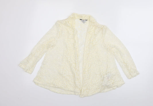 New Look Womens Ivory V-Neck  Nylon Cardigan Jumper Size 8
