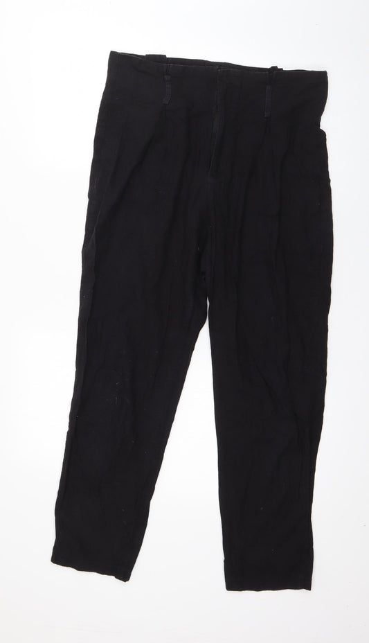 PRETTYLITTLETHING Womens Black  Cotton Trousers  Size 14 L26 in Regular Zip