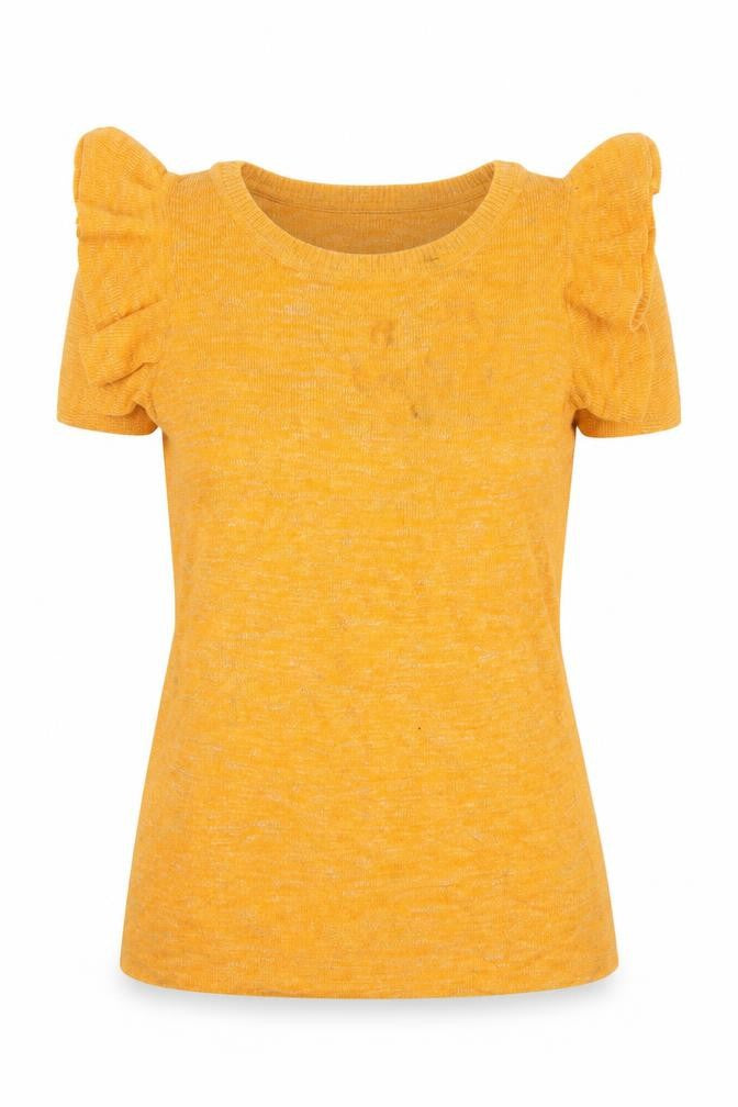 NEXT Womens Orange  Linen Basic T-Shirt Size 8 Boat Neck