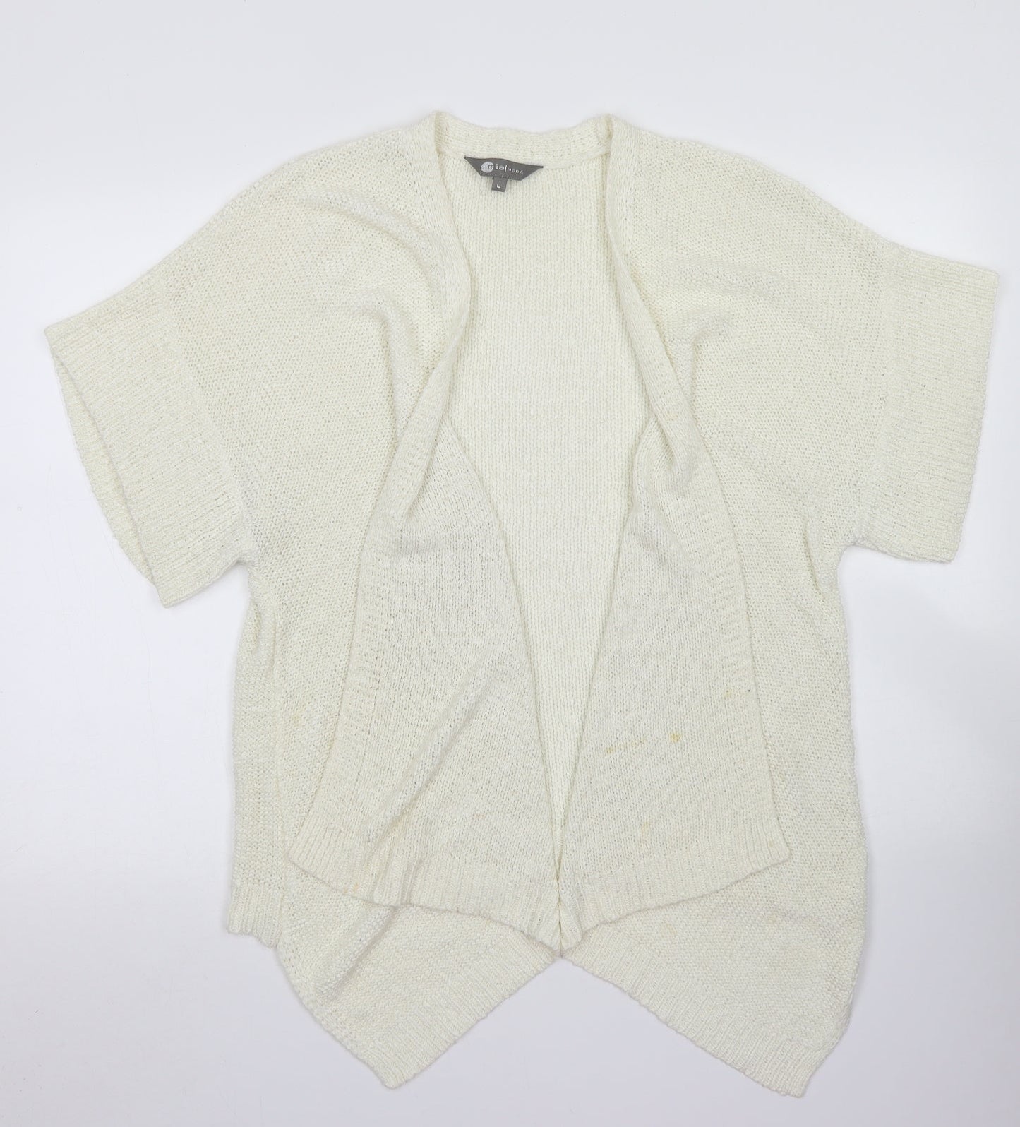 Mia Moda Womens Ivory Round Neck  Acrylic Cardigan Jumper Size L