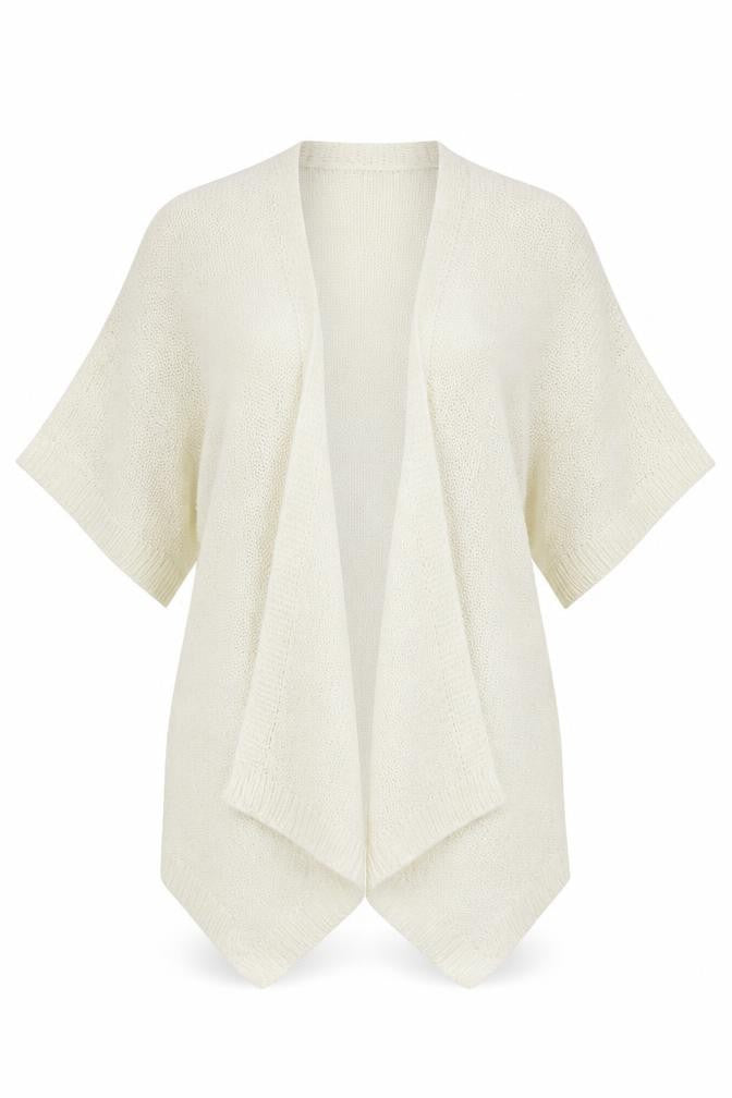 Mia Moda Womens Ivory Round Neck  Acrylic Cardigan Jumper Size L