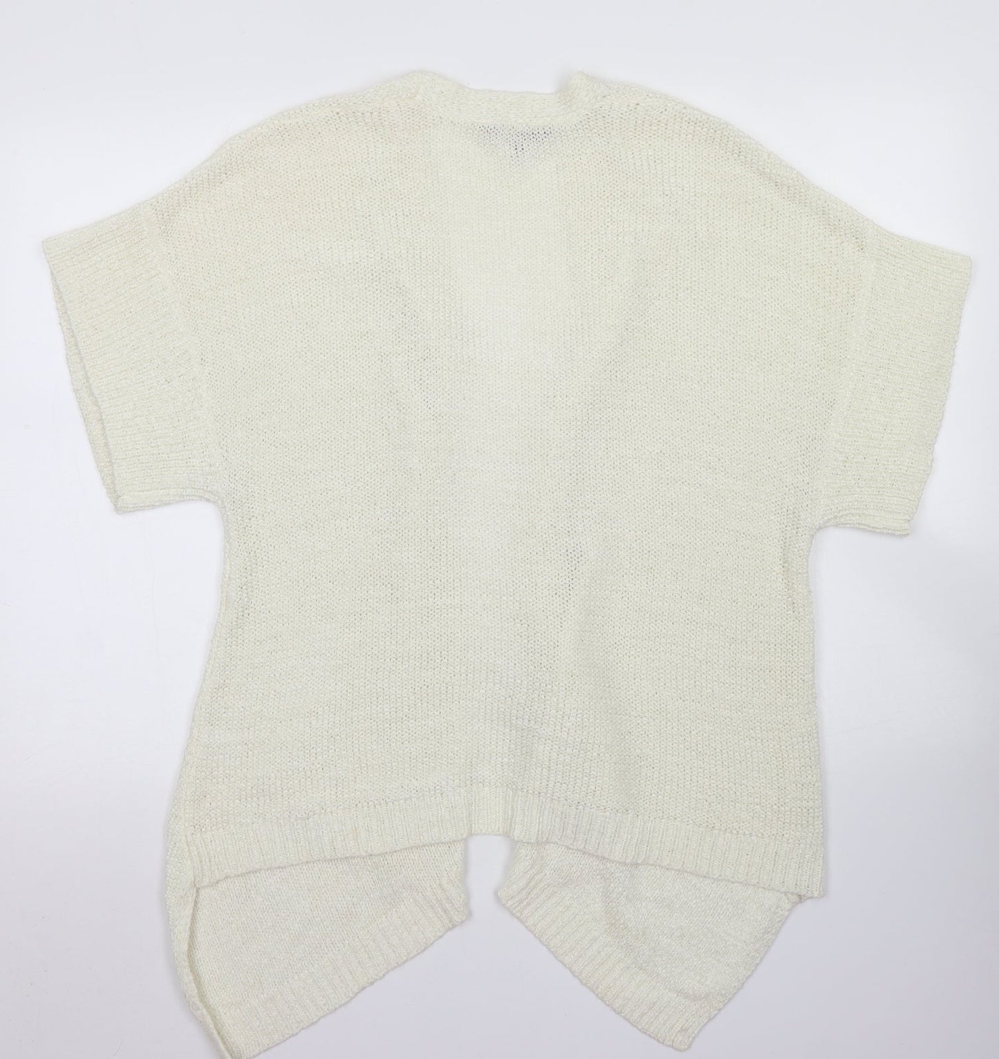 Mia Moda Womens Ivory Round Neck  Acrylic Cardigan Jumper Size L