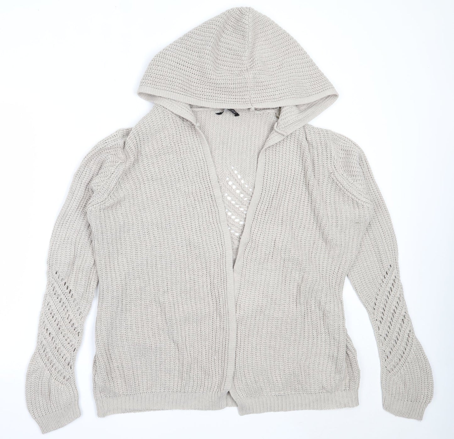 Select Womens Beige Round Neck  Acrylic Cardigan Jumper Size 16