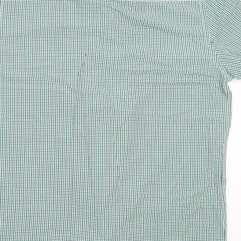 Dimensions Mens Green Check Cotton  Button-Up Size 16 Collared
