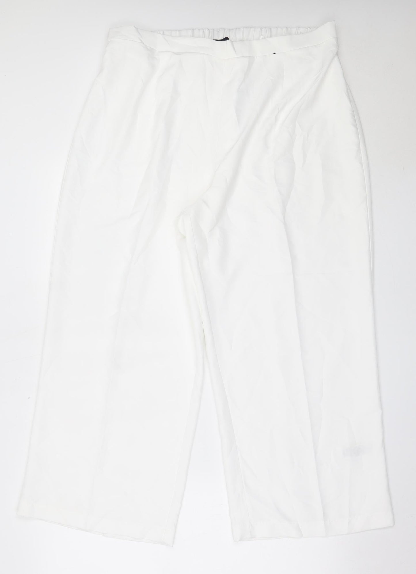 Marks and Spencer Womens White  Polyester Trousers  Size 36 in L26 in Regular