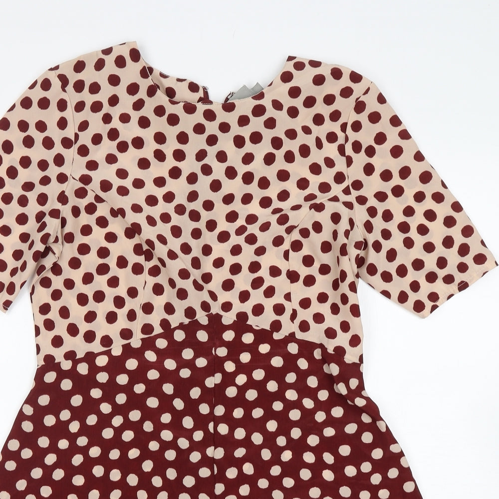 ASOS Womens Multicoloured Polka Dot Polyester A-Line  Size 10  Round Neck