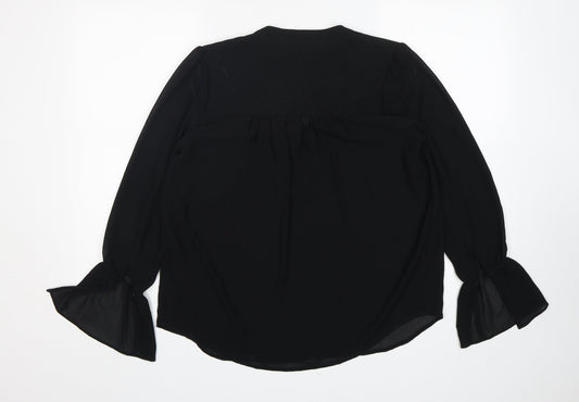Love 21 Womens Black  Polyester Basic Blouse Size XS V-Neck