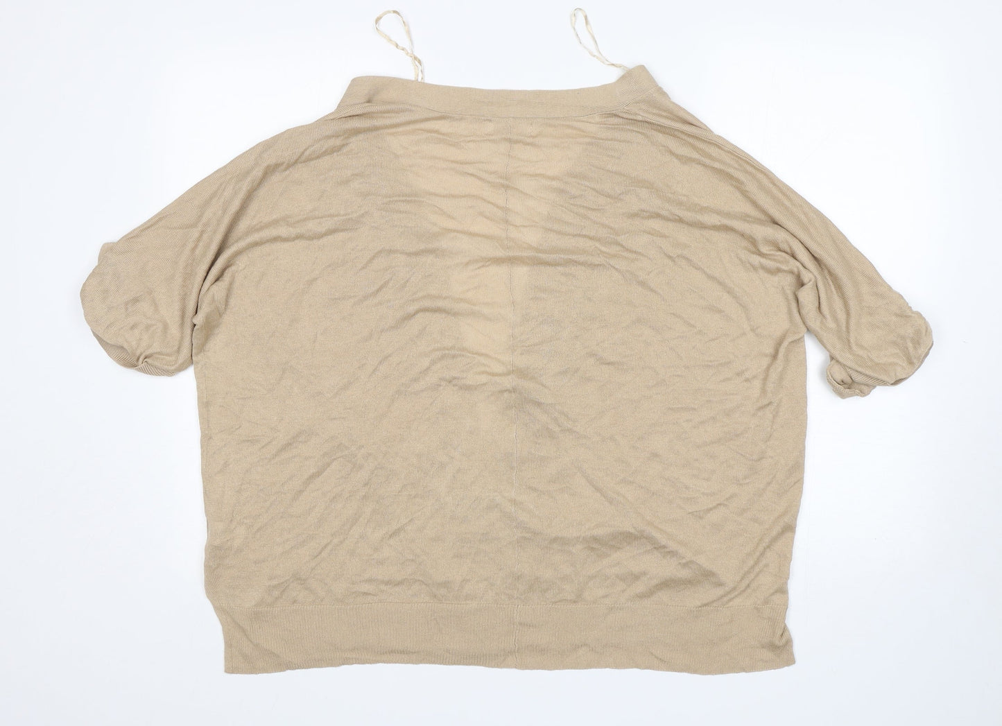 Pep&Co Womens Beige V-Neck  Viscose Cardigan Jumper Size 12