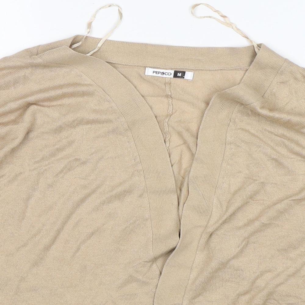 Pep&Co Womens Beige V-Neck  Viscose Cardigan Jumper Size 12