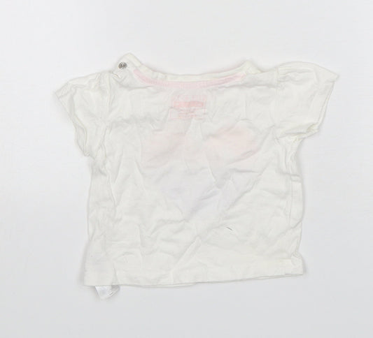 Primark Girls White  Cotton Basic T-Shirt Size 3-6 Months Round Neck